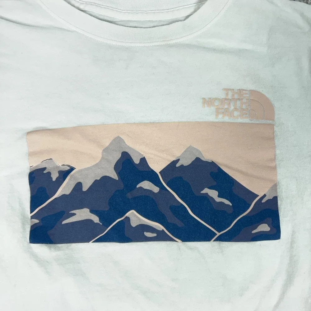 North Face Shirt Mens‎ Medium White Mountain Graphic Tee T Outdoor Hiking Casual